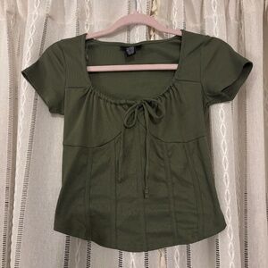 Just Polly green cropped corset top